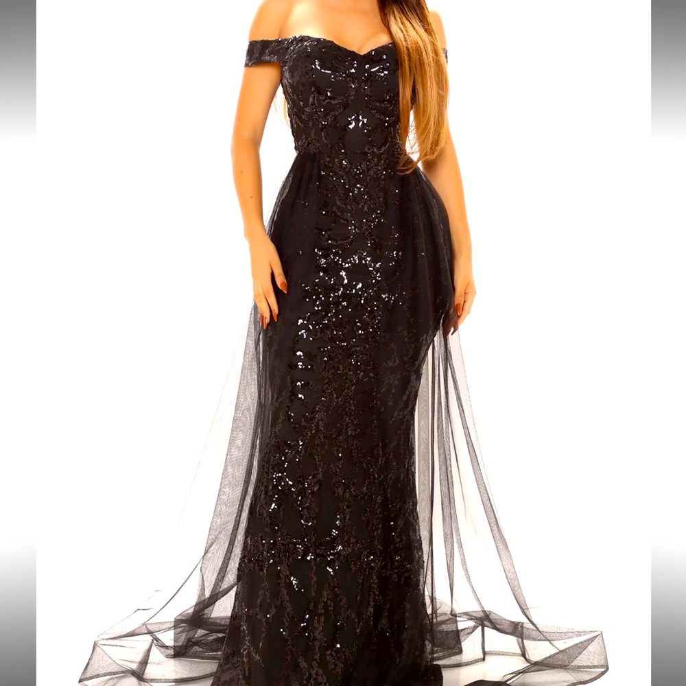 FASHION NOVA - Impeccable Taste Sequin Maxi Dress, Black, Size Medium